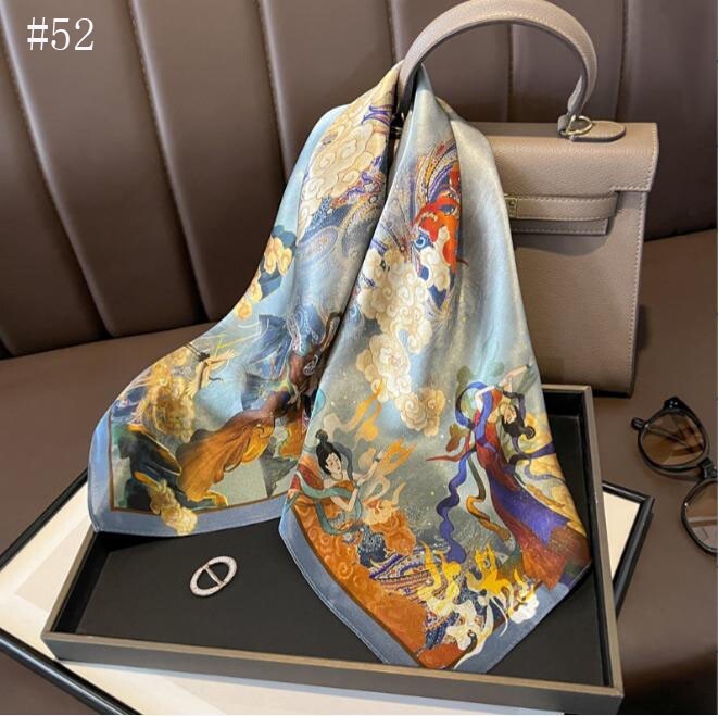 100% Mulberry Silk 27″ Square Scarf Women Neckerchief Wrap Floral Yellow Flower