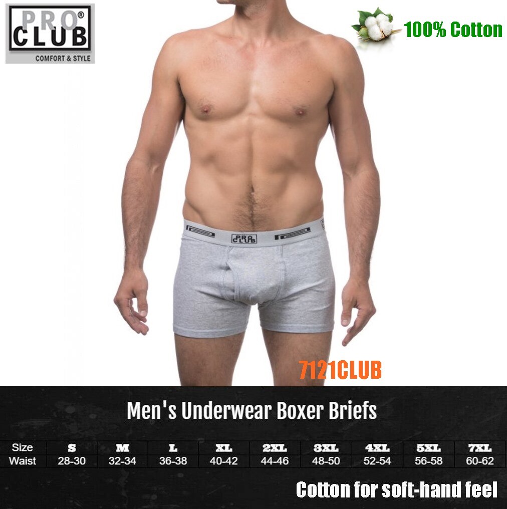 LOT 2 PRO CLUB BOXERS BRIEFS PROCLUB MEN’S UNDERWEAR COTTON BIG AND TALL S-7XL