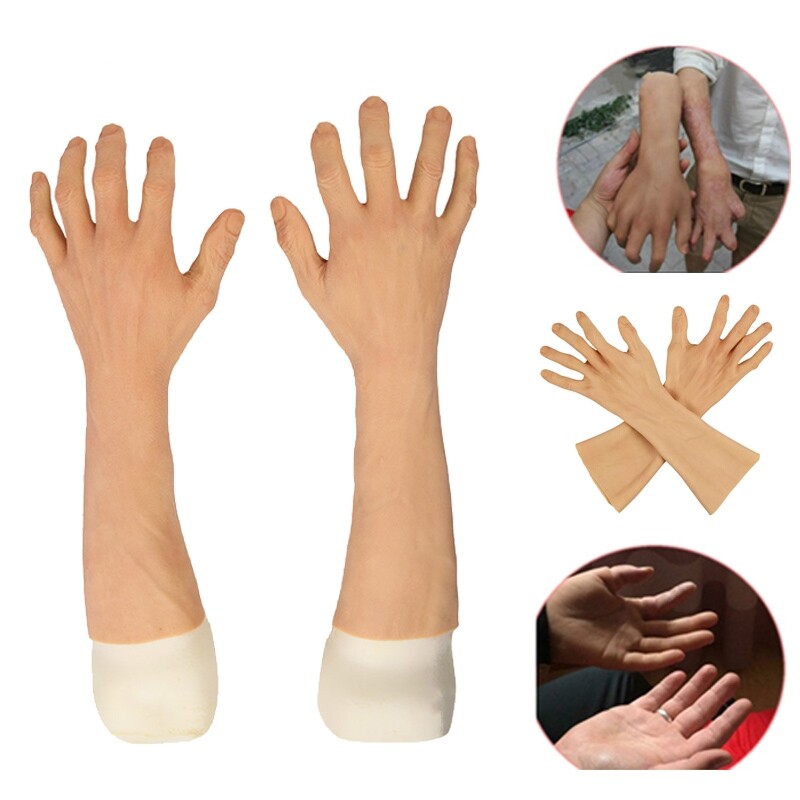 Realistic Silicone Glove Hand Skin Cover Scars Hand Sleeve Cosplay Crossdresser