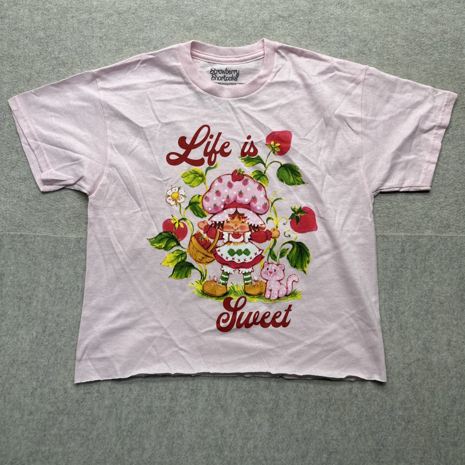 WOMENS STRAWBERRY SHORTCAKE SHORT SLEEVE GRAPHIC T-SHIRT “LIFE IS SWEET” XS NWOT