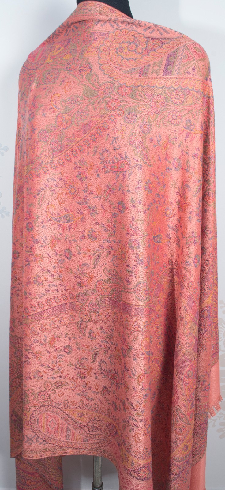 PEACH Large Floral Jacquard Shawl Soft Warm Cashmere Blend All Seasons Wrap