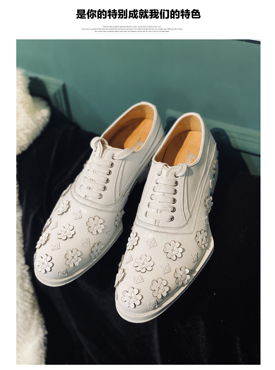 Mens Retro Oxfords Handmade Flower Dress Formal Real Leather Lace Up Party Shoes