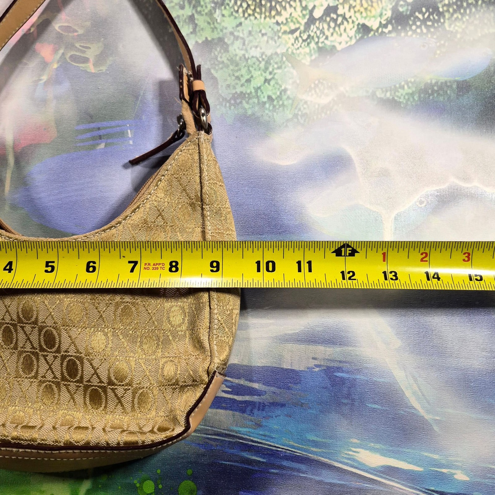 XOXO Vintage Monogram Jacquard Hobo Shoulder Bag with Orange Lining