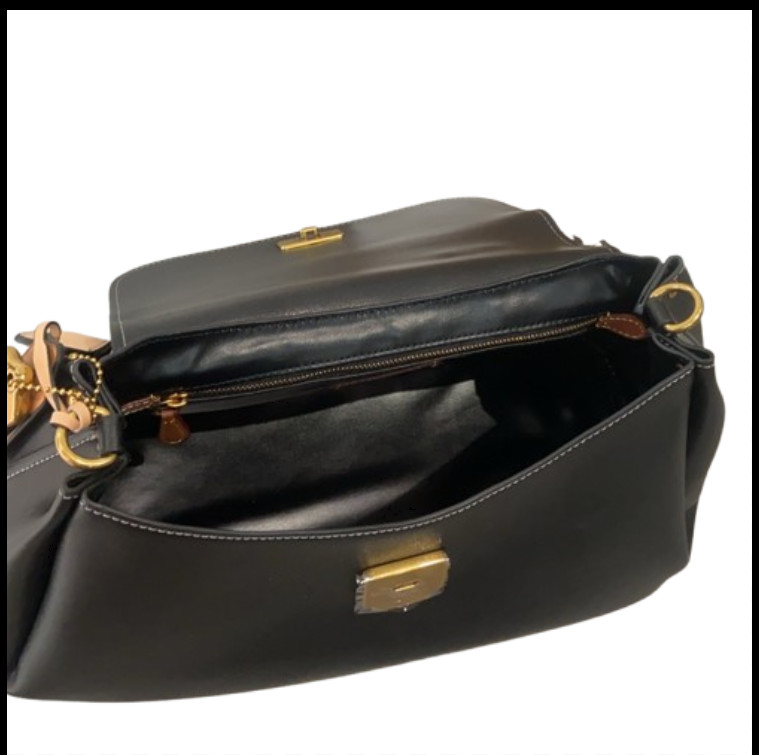 COACH CCC39 Slouchy Rogue Top Handle Bag 39 Natural Grain Leather Black Outlet