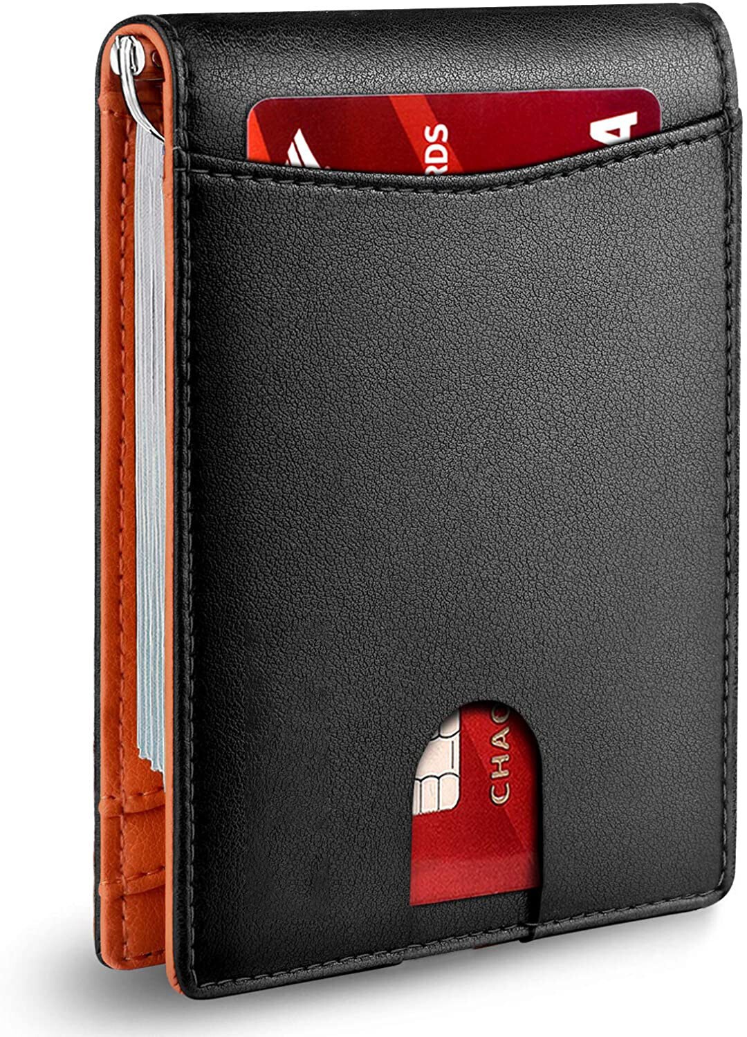 Mens Slim Wallet RFID Blocking Bifold Wallets for Men Minimalist Genuine Leather