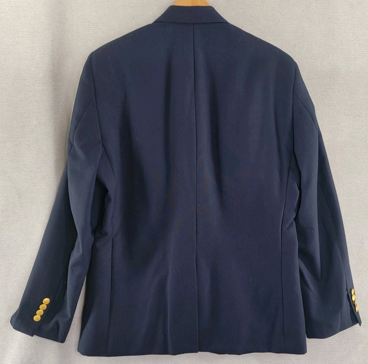 Lands End Mens Blazer Wool Navy Blue Gold Button Jacket Sport Coat Size 42R