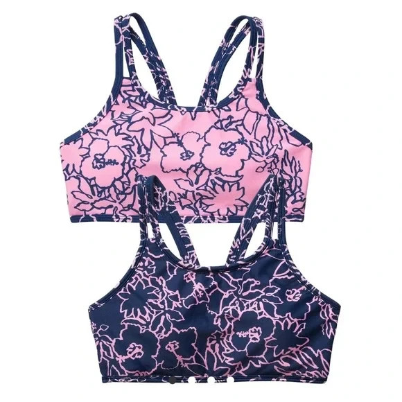 New Athleta Girl Reversible Pool Days Bikini Top – XL 14 – Tropical floral pink