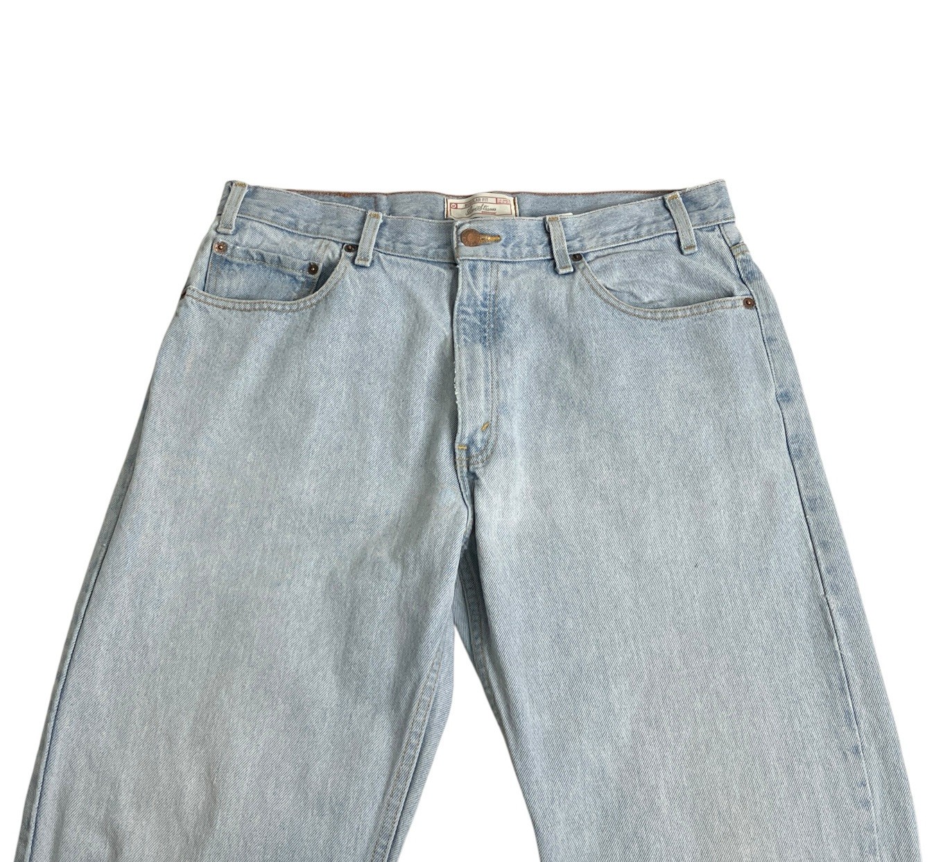 Y2K Levi’s Signature Jeans Mens 36×35 Light Wash Denim Frayed Hem Western Work