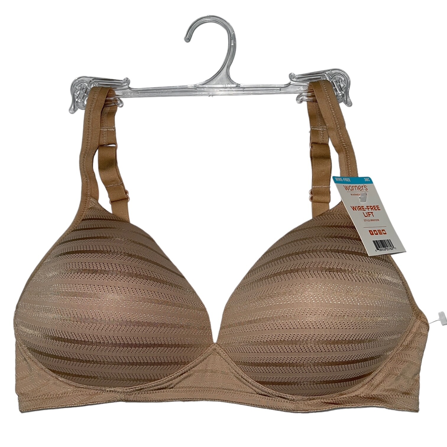 Warner’s Bra Wirefree Lift Jacquard Striped Textured Padded Lined Contour RN1101