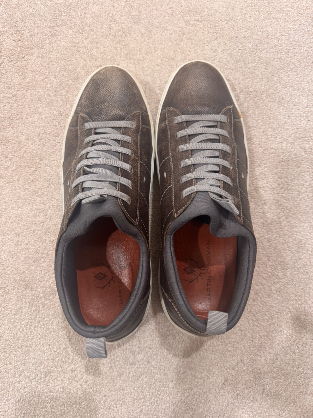 Men’s Size 10 M Martin Dingman Cameron Pebble Grain Sneaker Shoes Old Clay Brown