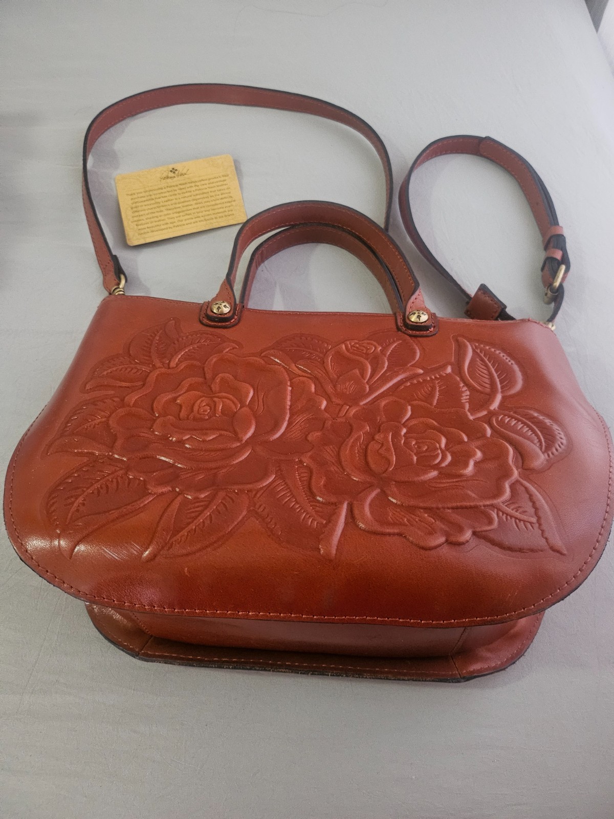 Patricia Nash Heritage Angela Double-compartment Brown Leather Satchel Purse