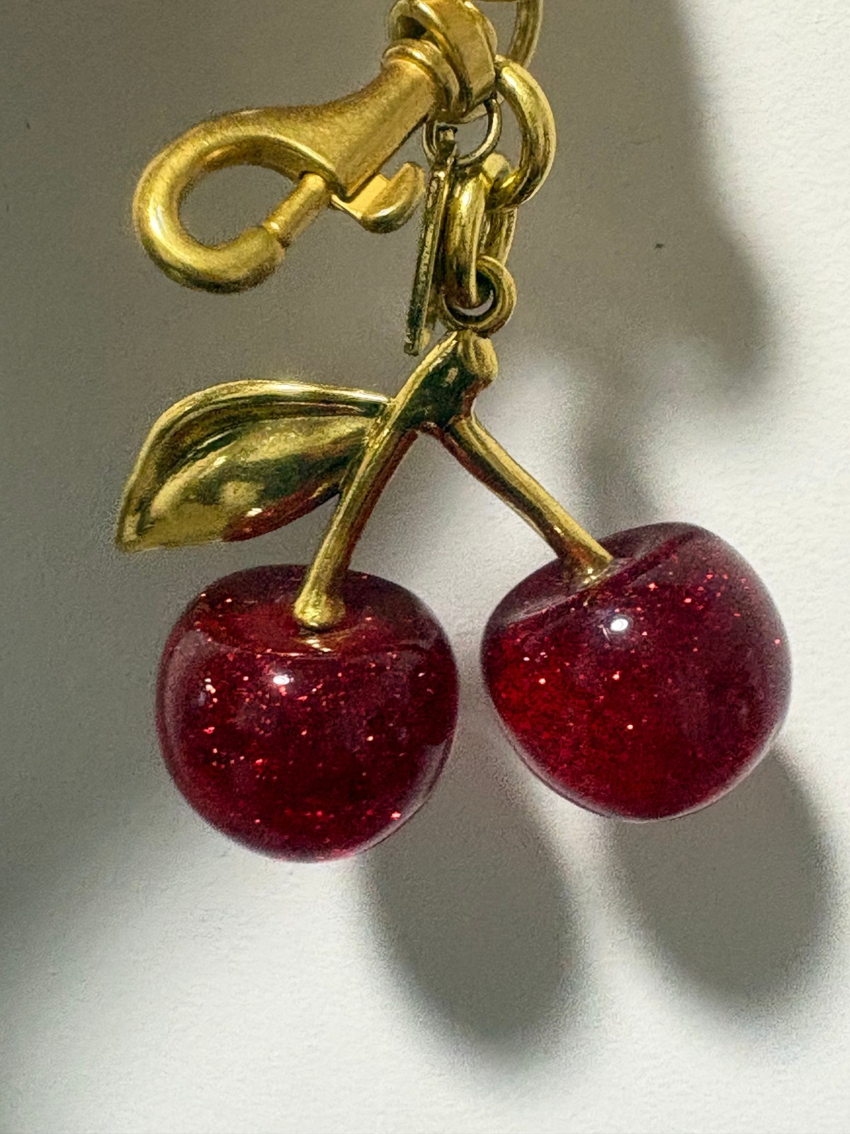 NEW Coach Red Cherry Apple Bag Charm Keychain Resin Metal Brass Purse Decoration