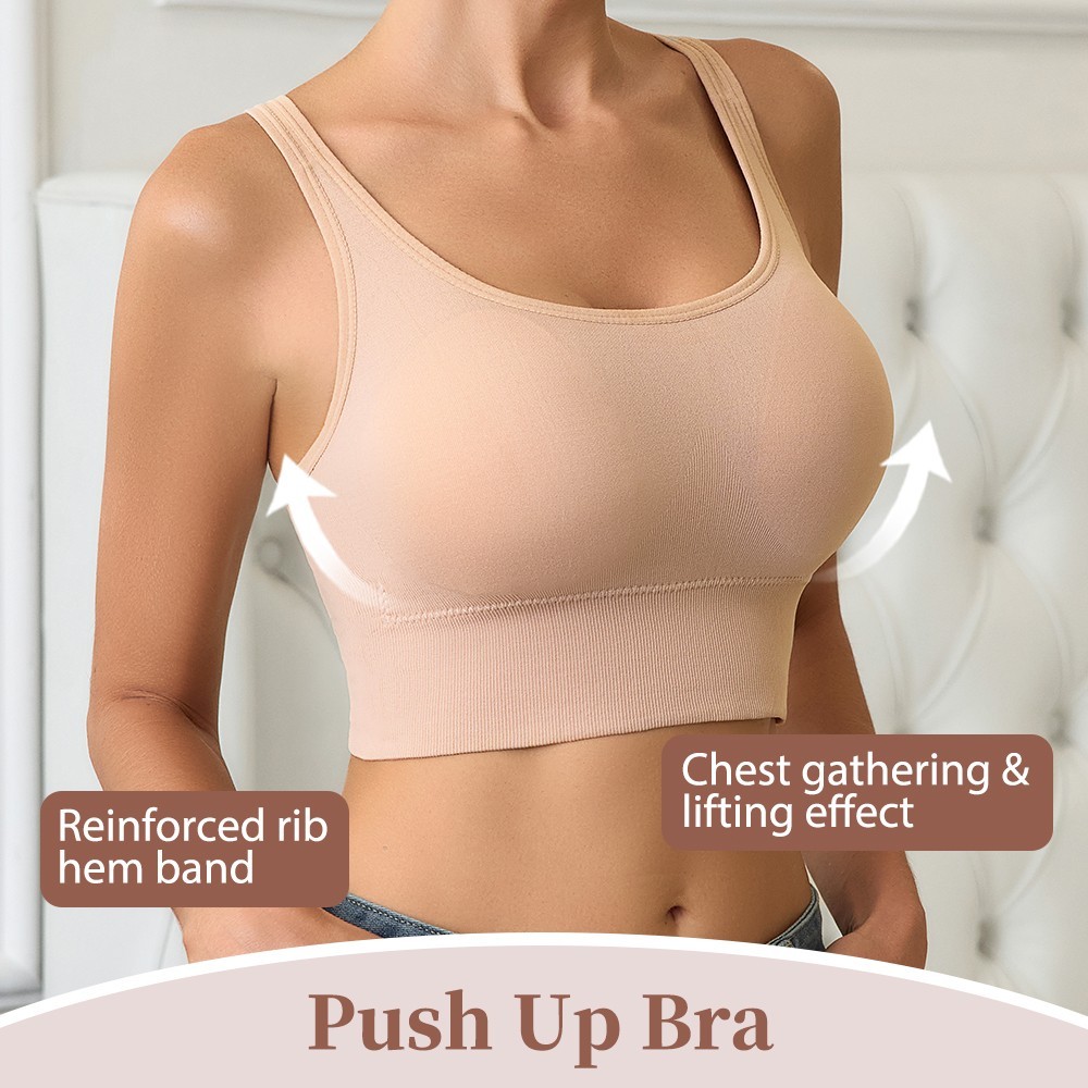 Seamless Racerback Sports Bra Women High Support Wireless Workout Multicolor