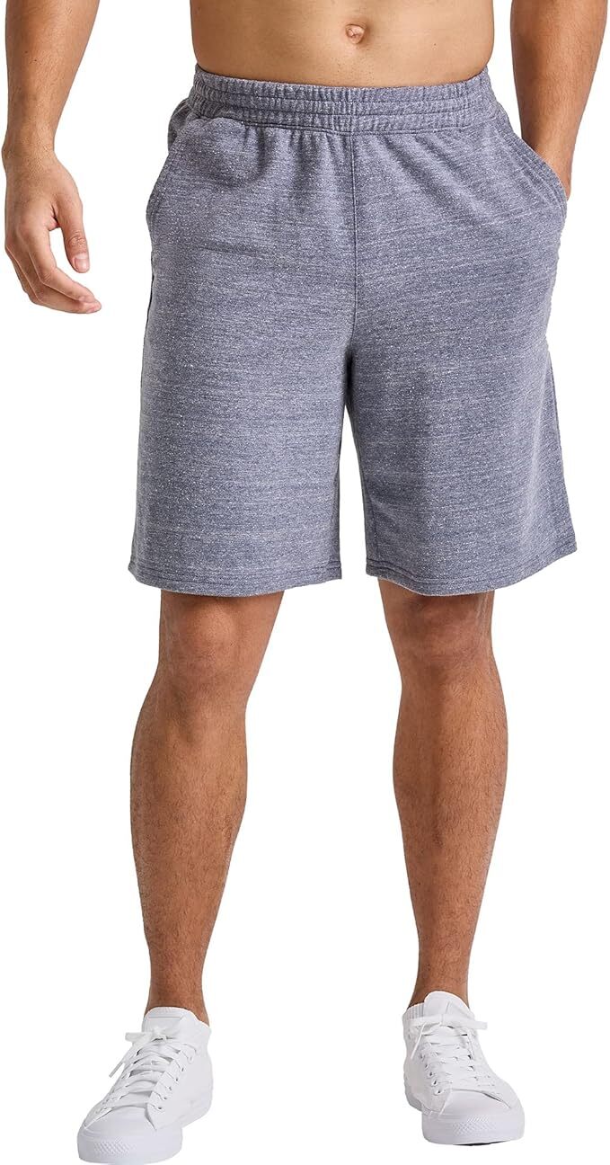 Hanes Mens Sweat Shorts Tri-Blend French Terry Pockets Elastic Waist 9 in Inseam