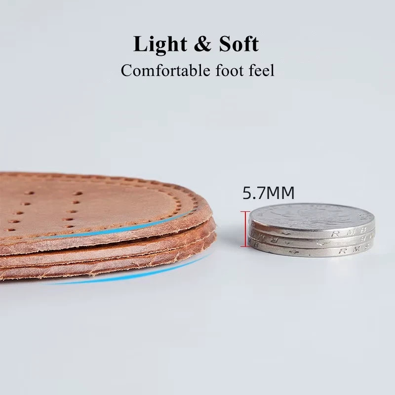 Real Cowhide Insole Leather Shoes Boots Shoe Inserts Soft Breathable Deodorant A