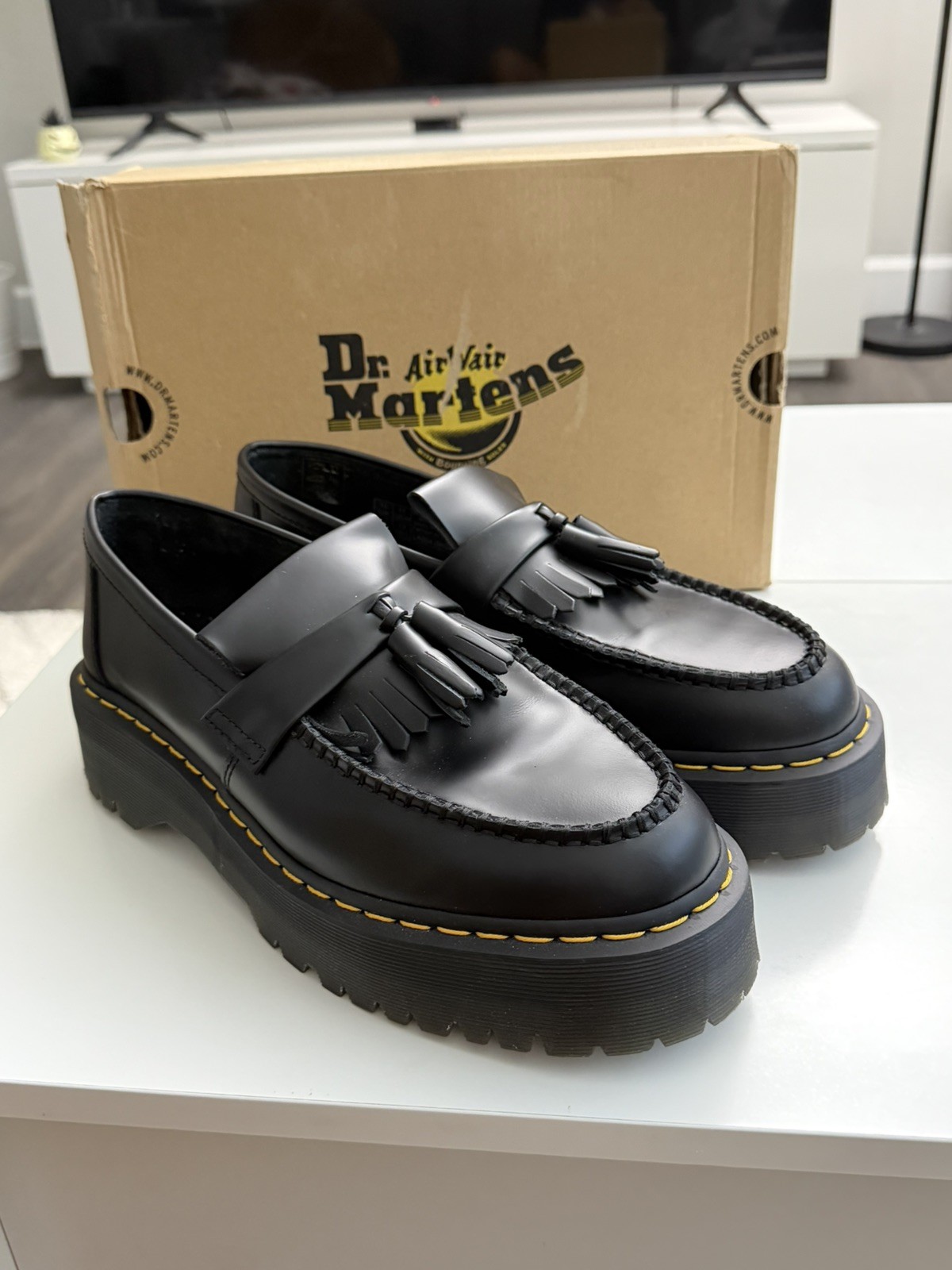 Dr Martens Adrian Quad Men’s Size 11 US Black Leather Shoes Platform Tassle