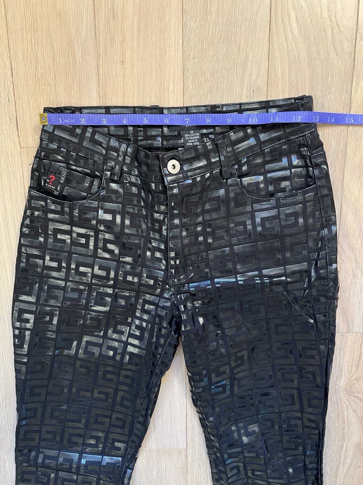 Guess Jeans Glamour 24 Vintage Shiny Black Pattern – Rare