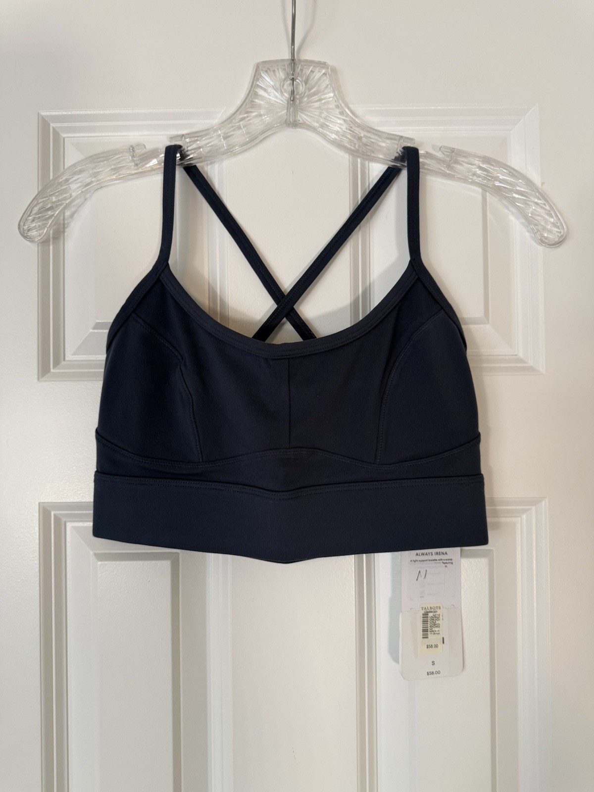 Varley Always Irena Navy Solid Crossback Wireless Pullover Sports Bra S A