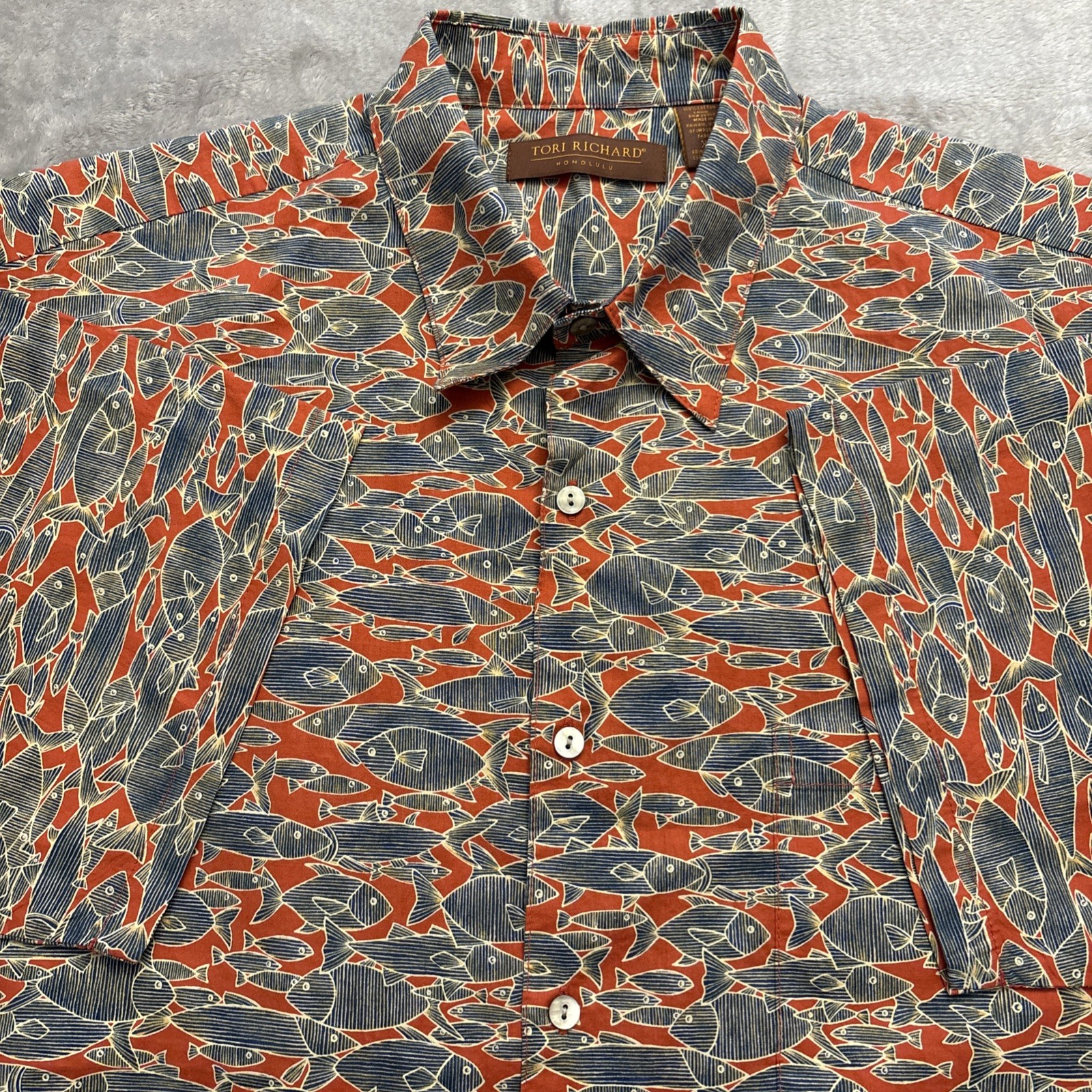 Tori Richard Honolulu Fish Hawaiian Shirt XL Resort Tropical Cotton SS Lightwt