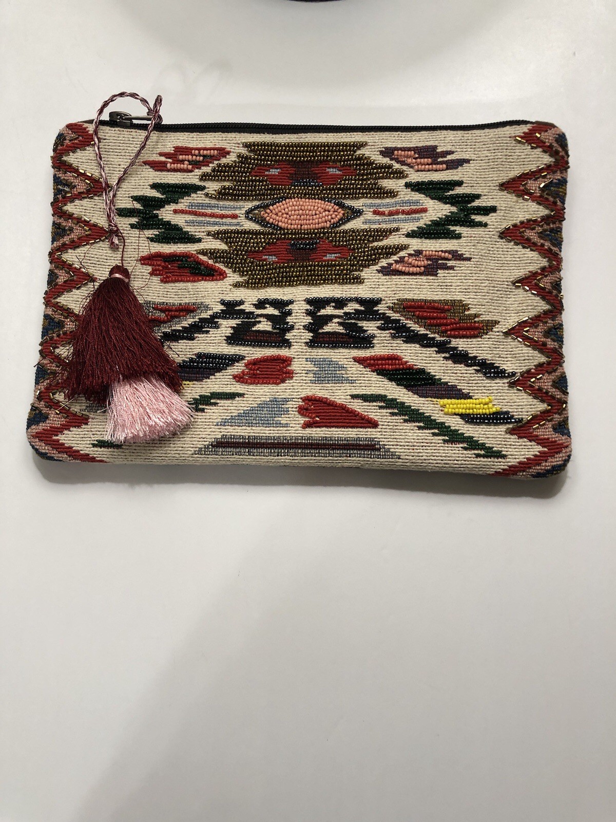 Clutch Artisan Tapestry ￼style Western Print Bead Bag