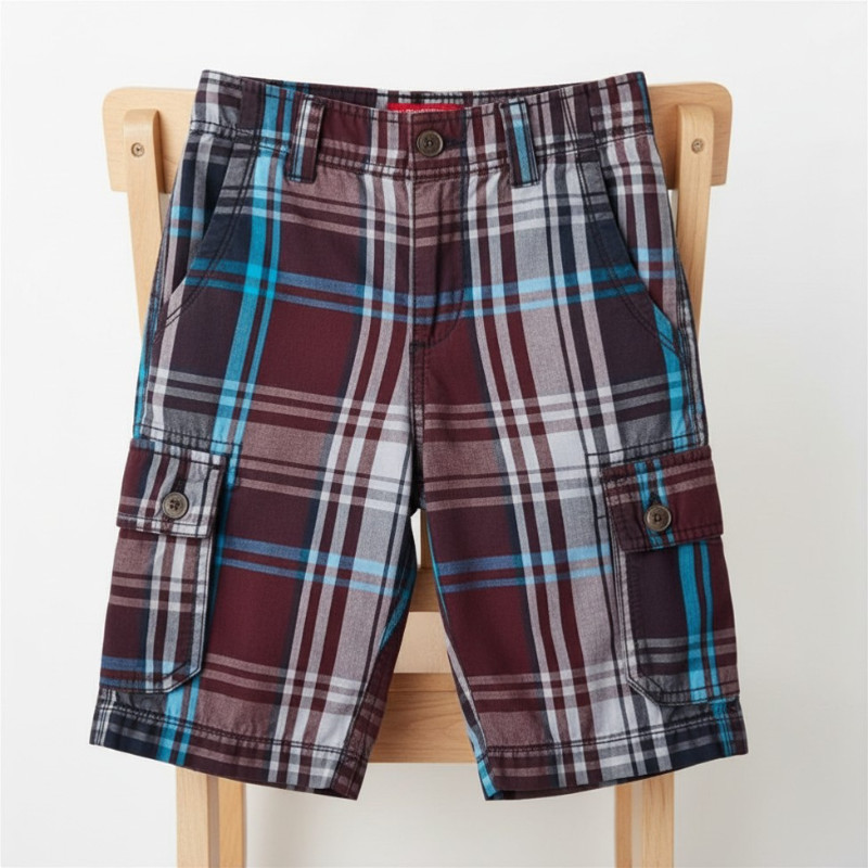Arizona Plaid Shorts Black/Burgundy Multi Boys Sizes 8, 12 Husky Msrp $38.00 New