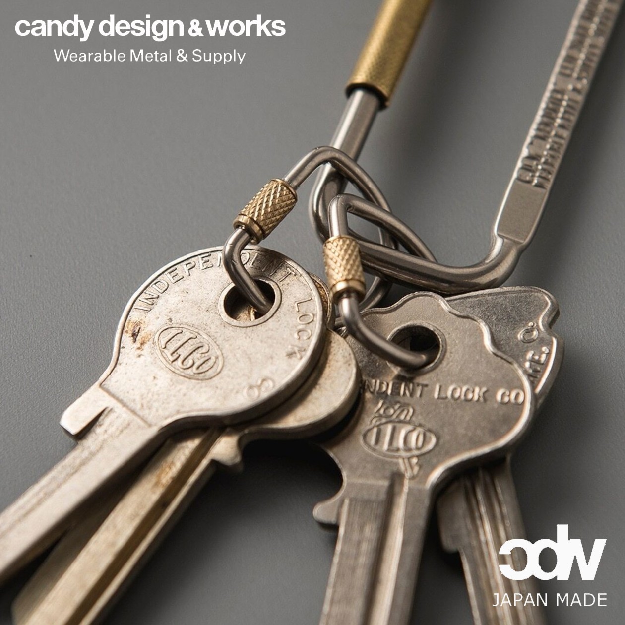 Candy Design & Works KENDRICK Brass/Chrome Keyring Carabiner Hand Made in Japan