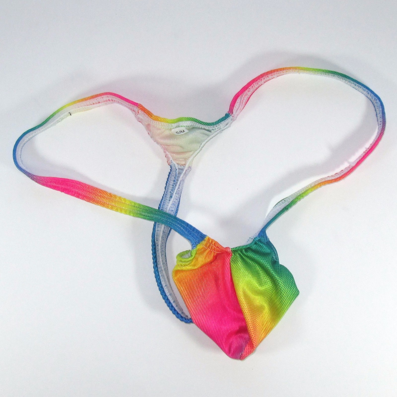 K403 P String Thong Grape Smugglers Contoured Pouch Rainbow Prints Swim fabric