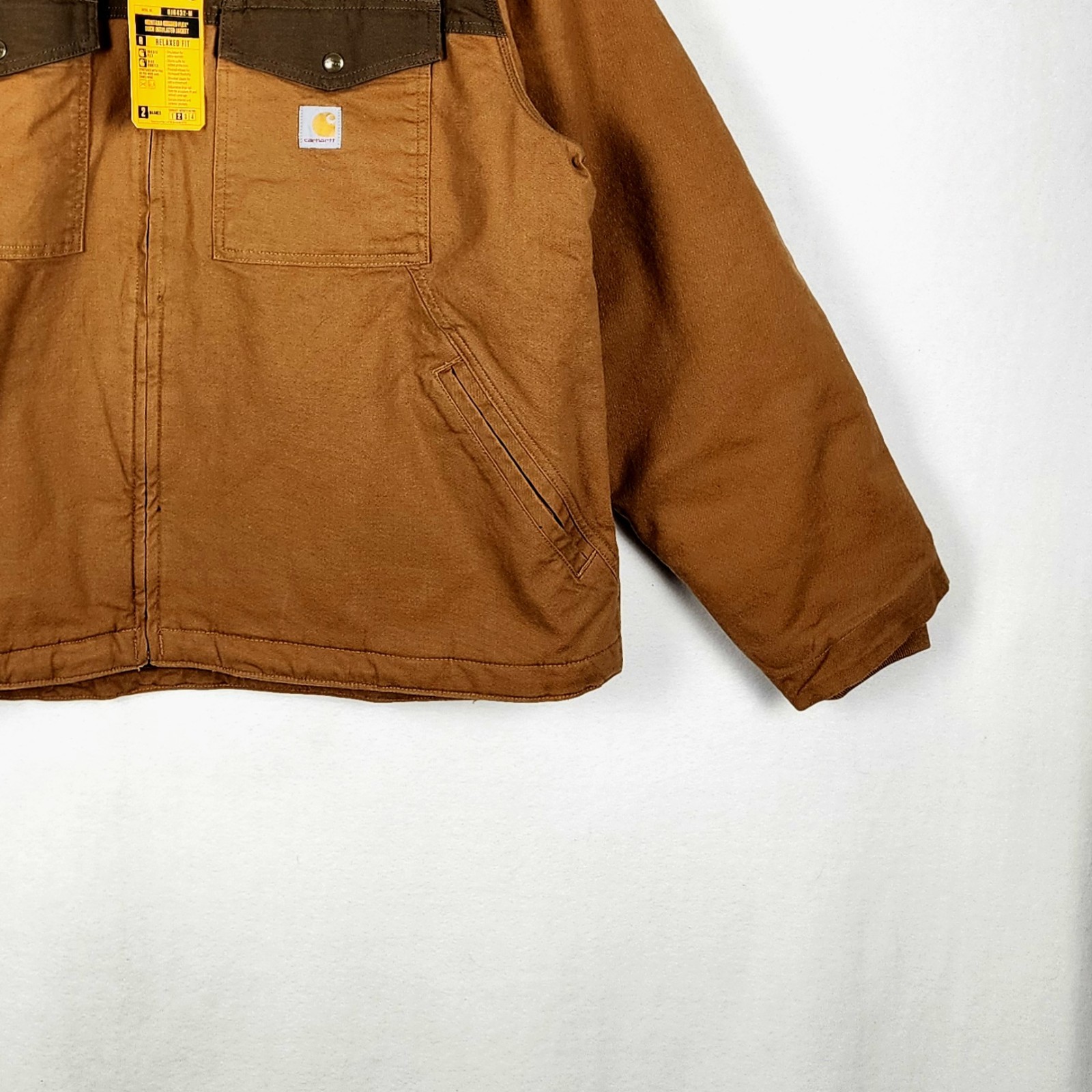 NWT Carhartt Montana 2-Tone Brown Rugged Flex Duck Insulated Zip Jkt Men 2XL
