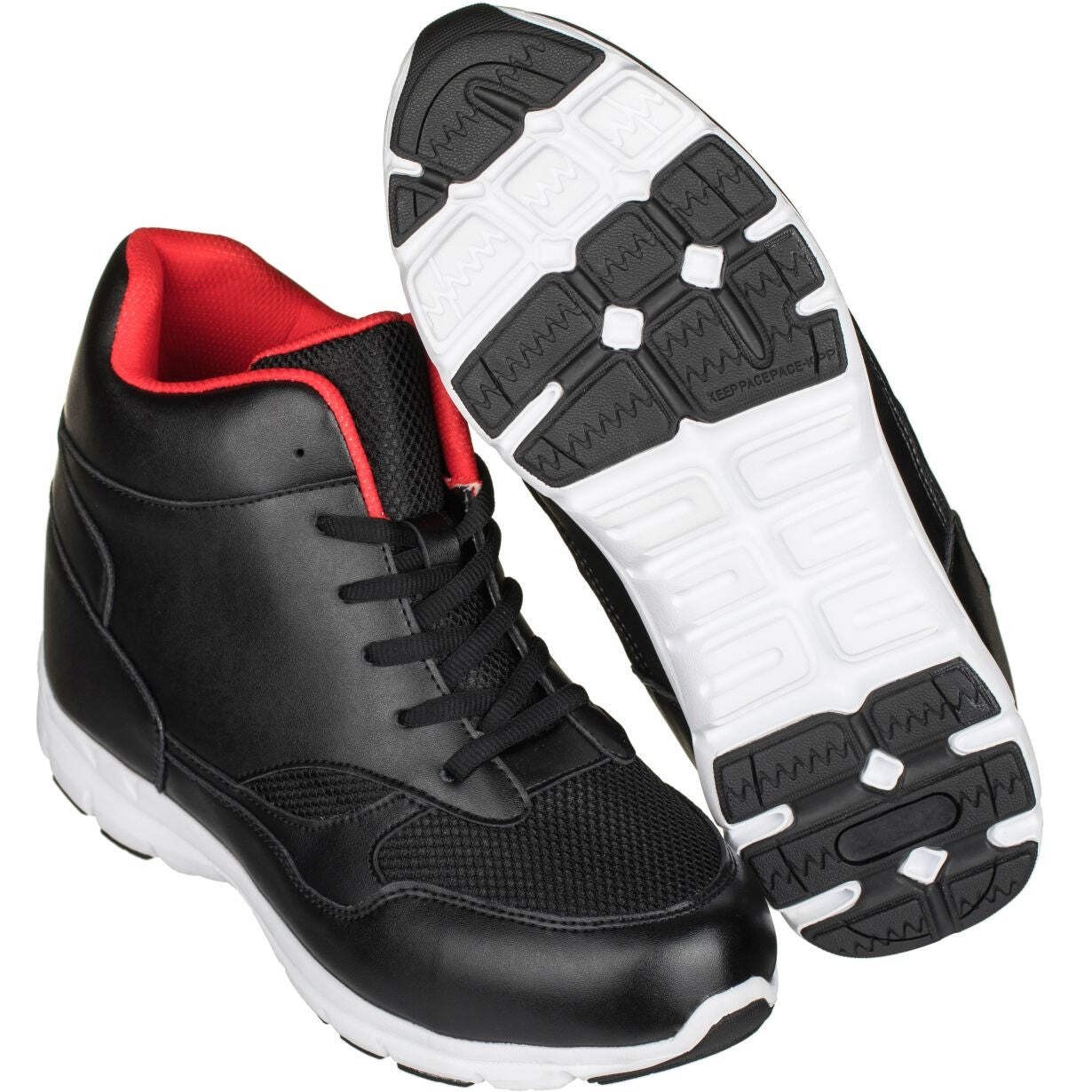 CALTO G3332 – 4 Inches Elevator Height Increase Black & Red Fashion Sneakers