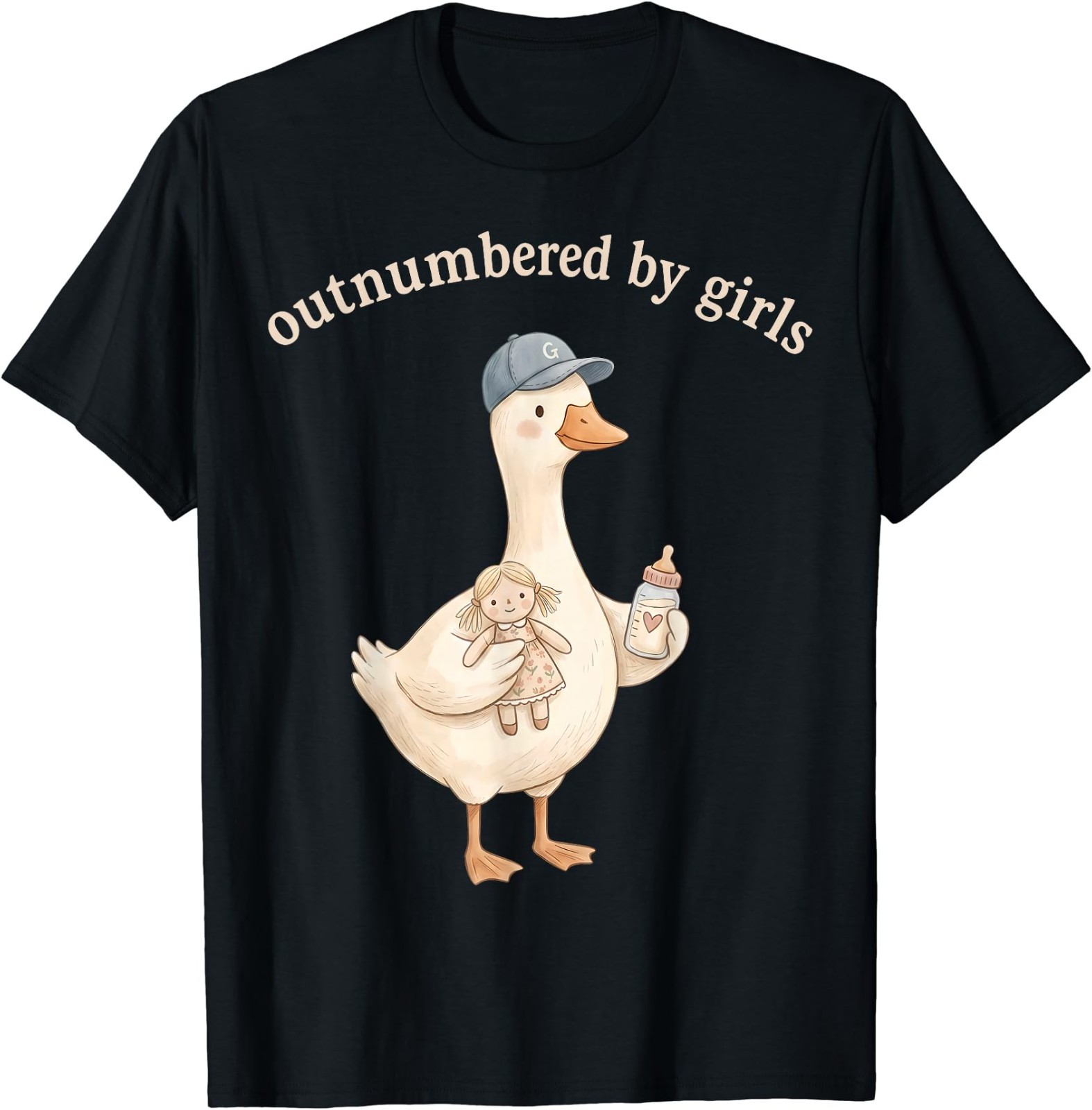 Outnumbered By Girls Funny Dad Goose Family Life T-Shirt
