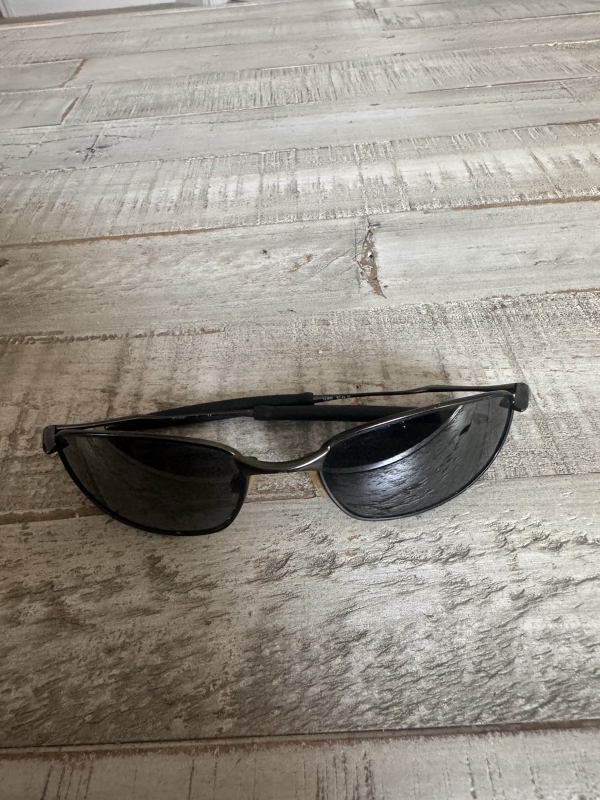 Oakley Whisker Pewter Black Sunglasses Frames 12-849 60-19 Polarized Metal Oval