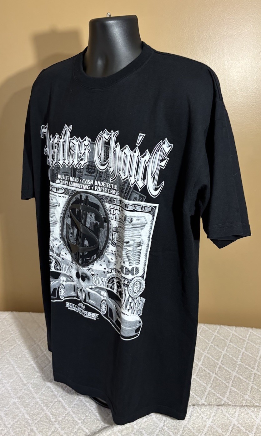 Hustlas Choice Bulletproof Handle Ya Business Money Cars Hustle Hard Tee Size 3X