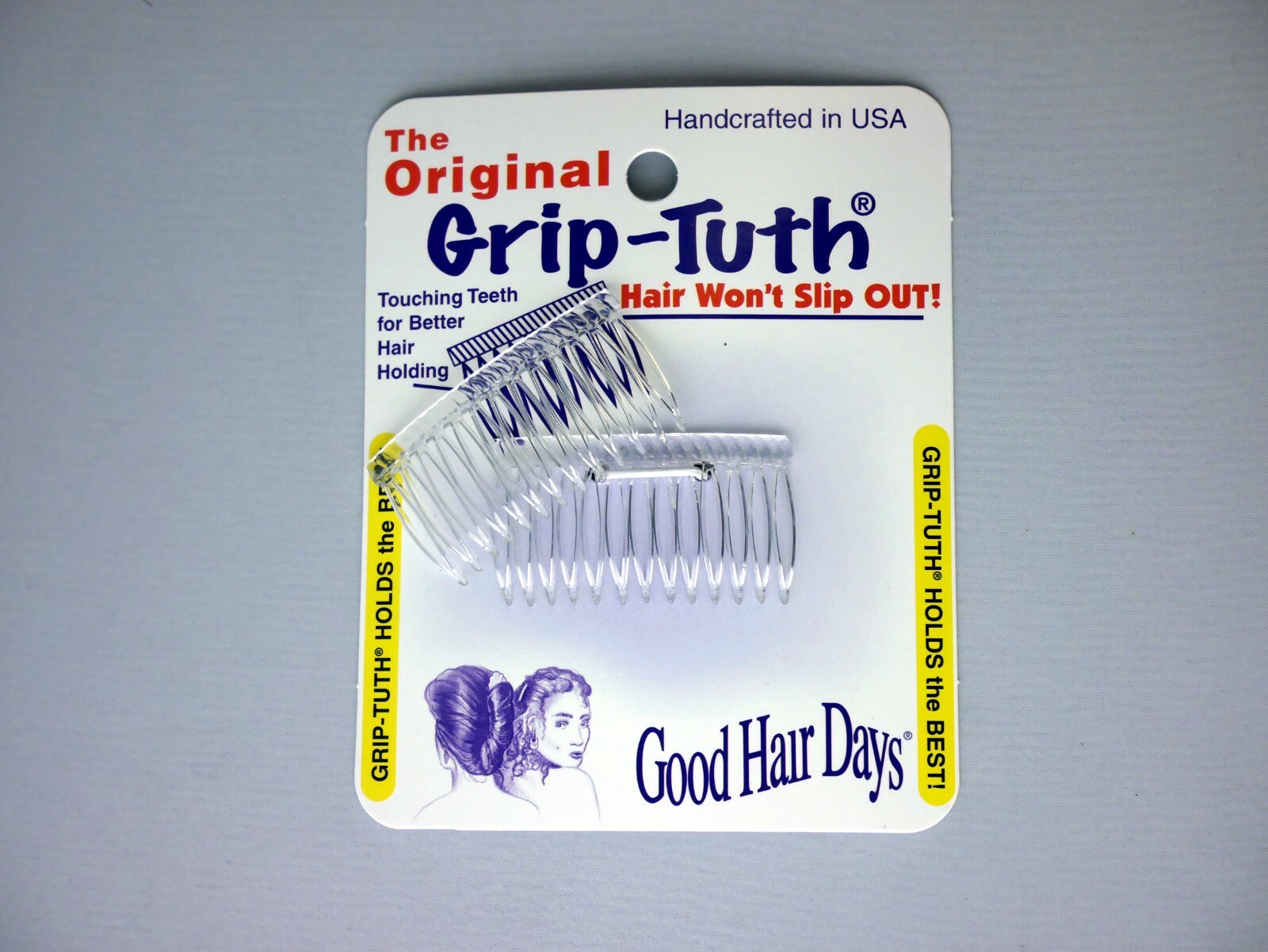 4 Combs x Good Hair Days Grip-Tuth® 1 3/4″ Clear Shorty Combs Made in USA 40162