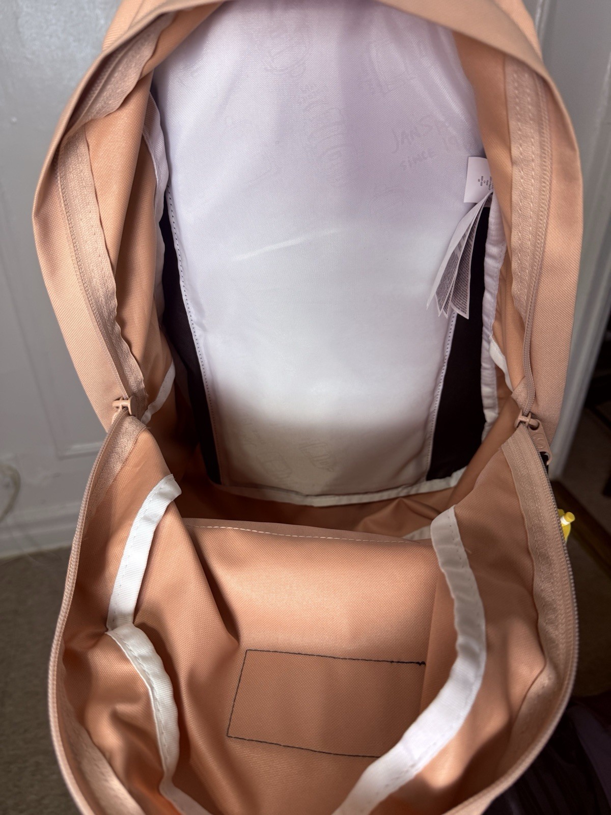 JanSport Solid Beige & Black Backpack Zip Closure Adjustable Straps Pockets