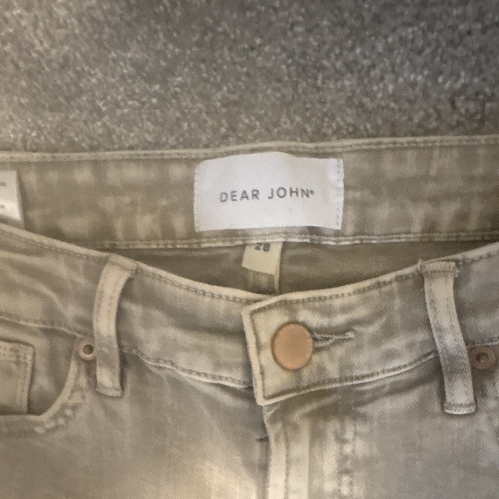 Dear John Women’s Beige Light Wash Skinny Jeans 5-Pocket Mid Rise Button