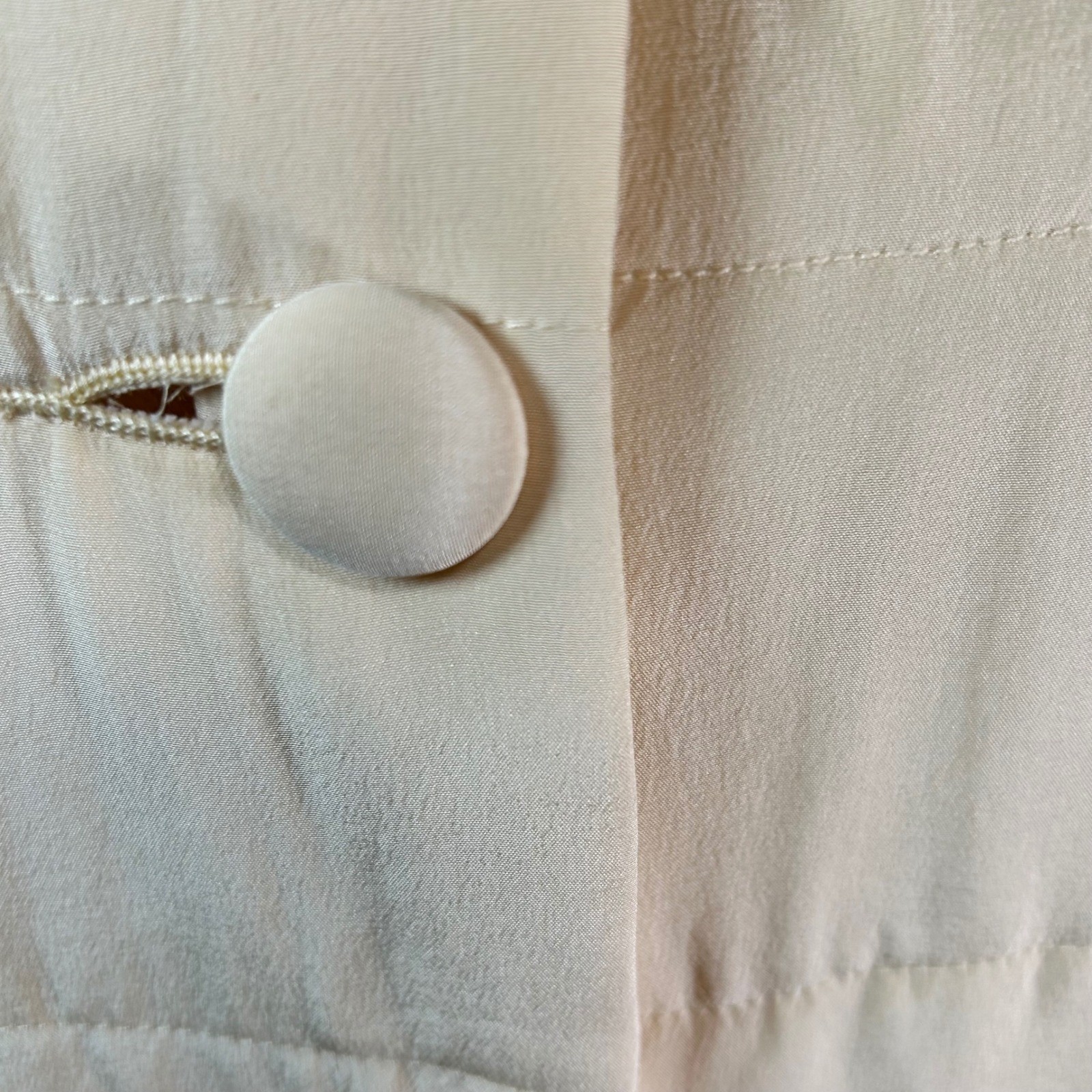 Puff Quilted Jacket Soft Pastel Yellow Button Front Collarless Womens
