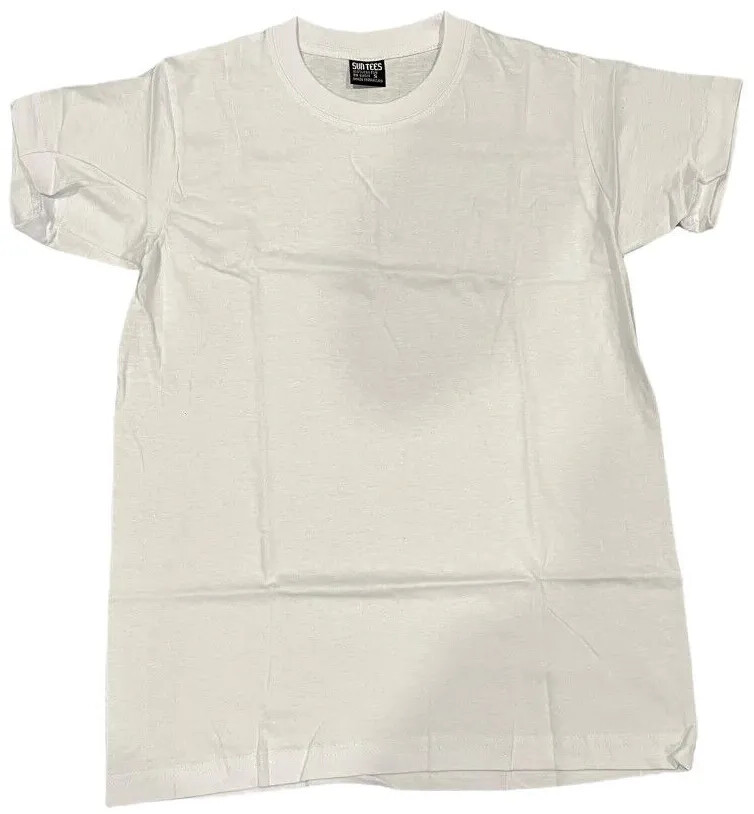 6-Pack SunTees Heavy Cotton White T-Shirts Crew Neck Short Sleeves