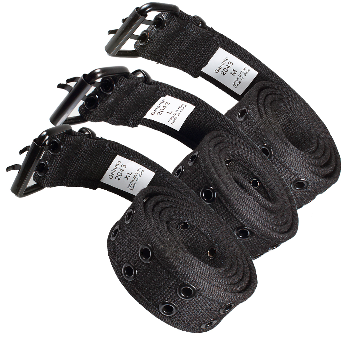Gelante Canvas 2 holes Double Rows Grommet Hole Belt Fabric Military web belt