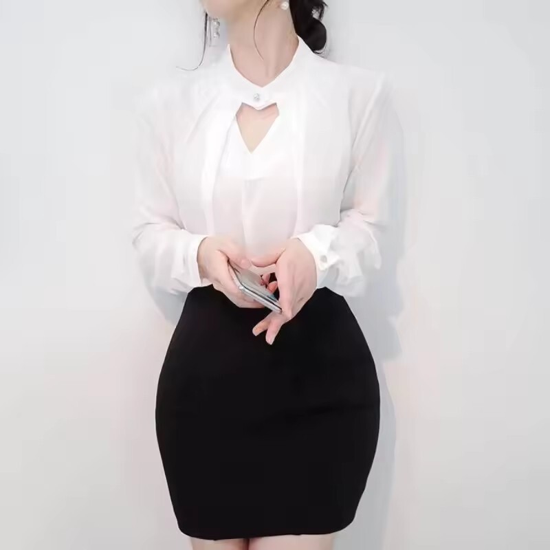 Blouses Women Chiffon Shirts Long Sleeve Hollow Sexy All-match Spring Summer Top