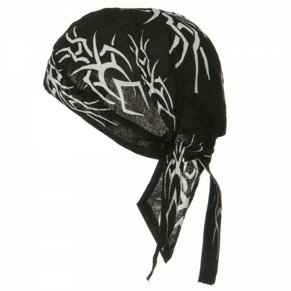 Black White Skull Cap Motorcycle Bandana Headwrap Doo Rag Du Dew Tribal Tattoo