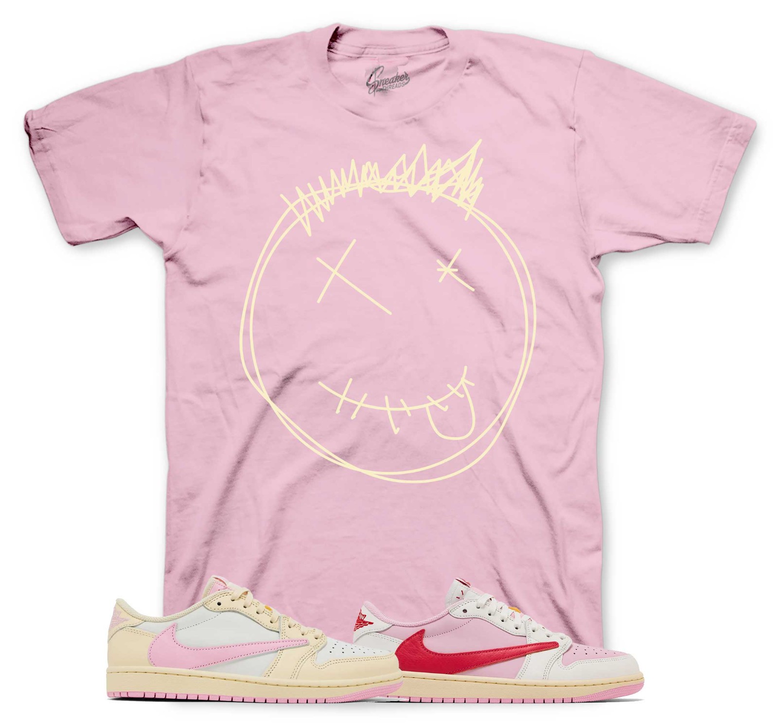 Shirts To Match Jordan 1 Shy Pink Travis Scott Sneakers – Smiley Sneaker Tees