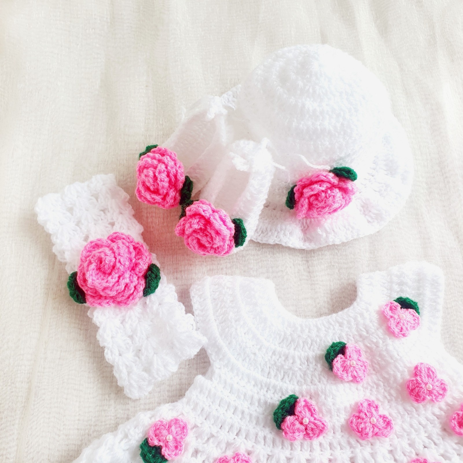 Baby Girl Soft Handmade Kit Crochet Dress for 0-3 months Kids