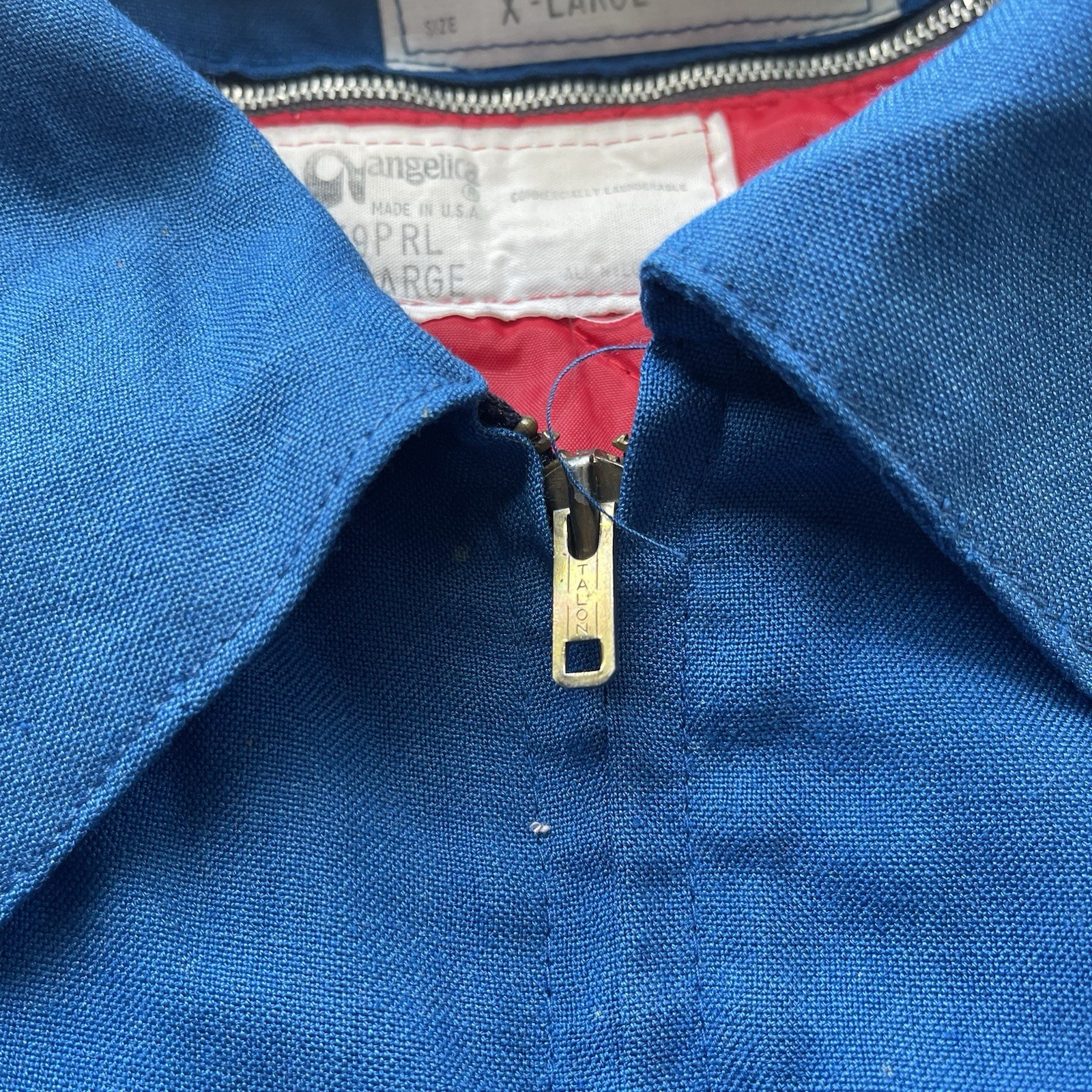 Vintage 50s Stencil Texaco Workwear Jacket Mechanic Quilted Red Lined Boxy XL