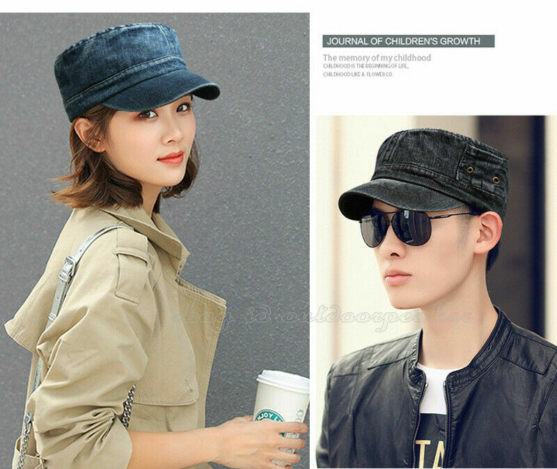 Men Women Denim Flat Cap Golf Visor Baseball Hat Army Sports Cap Sunproof Hat