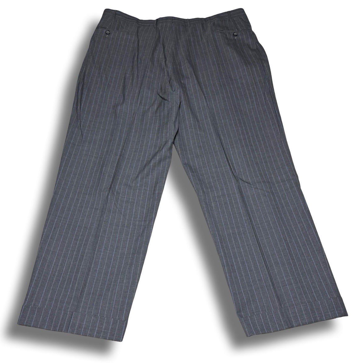Vintage Corneliani 48R/40×28 Pants Super 150s Wool Gray Baby Blue Pinstripe Suit