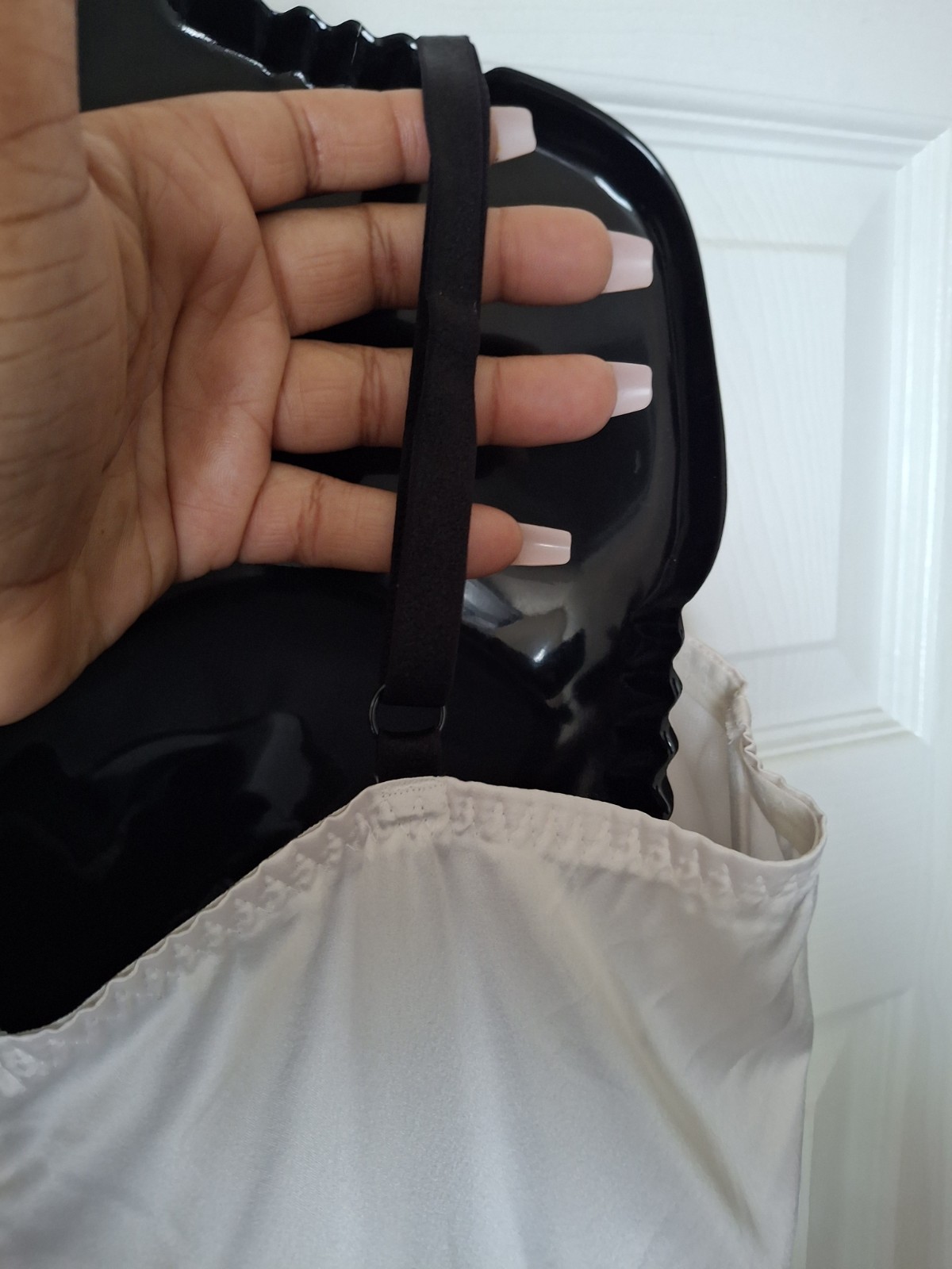 Victoria’s Secret Silk Tuxedo Babydoll Slip Dress XL Sheer Coquette Balletcore