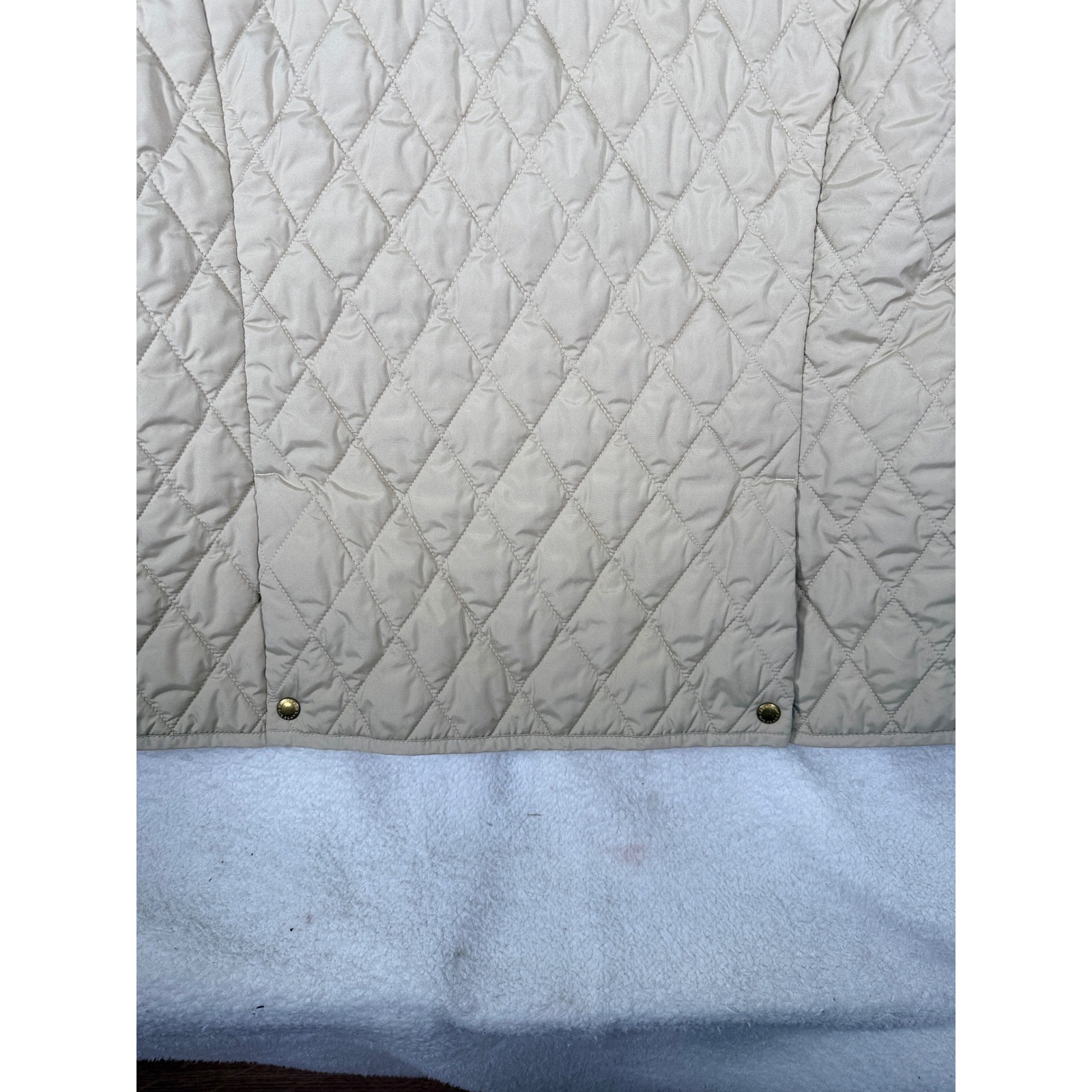 Lands End Jacket Womens Large 14-16 Tan Quilted Full Zip Outdoor Hiking Chore