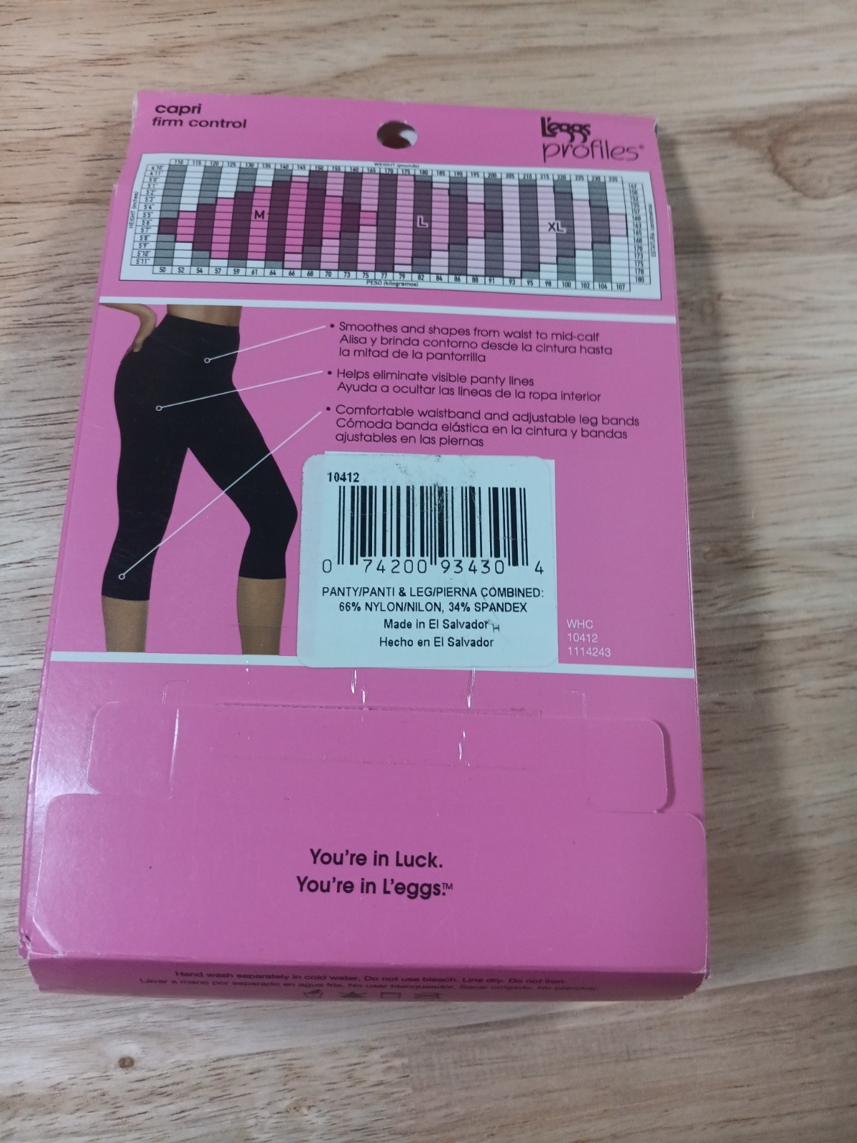 Leggs Profiles Capris Firm Control Size Medium Black New