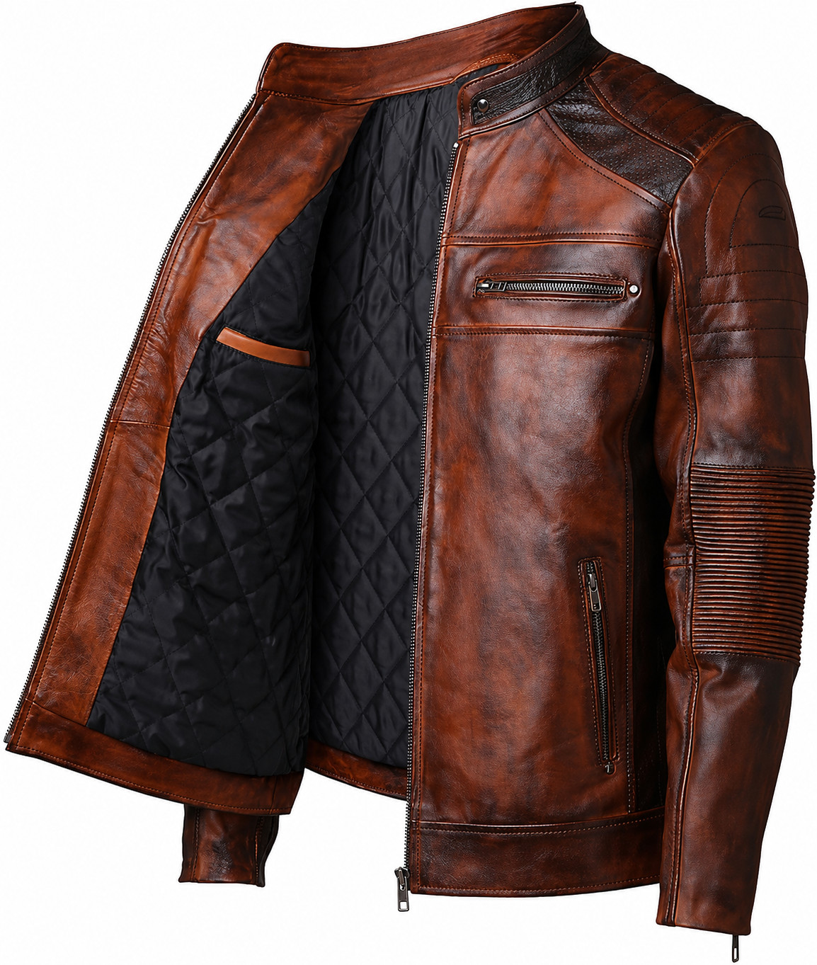 Men’s Vintage Brown Leather Biker Jacket | Premium Genuine Leather Jacket