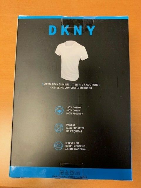 NEW-MEN’S DKNY 3PK CREW NECK T-SHIRT, WHITE, SM,MED or LARGE #3205543401 $38.00